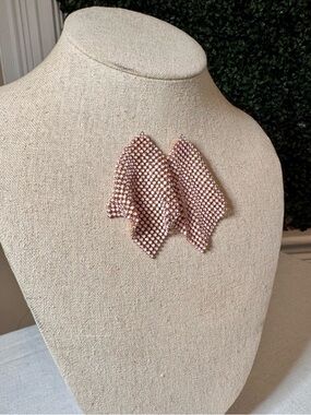Stella & Dot Mesh Draped Statement Earrings - Rose Gold